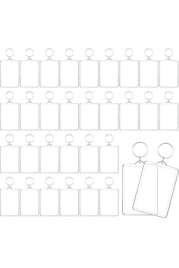 32 Pcs Photo Keychain 2 x 3 inch Acrylic Photos Insert Keychain Clear Rectangle Photo Keychains Blanks Picture Frame Keychains for DIY Craft Graduation Gift