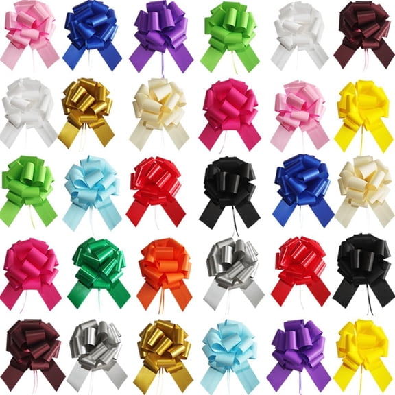 32 Pcs Pull Bows for Gift Wrapping,6 Inch Gift Bows for Presents,Birthday,Anniversary,Party,Christmas,Wreath,Holiday Celebration Gift Decoration (32Pcs Mixed Color)
