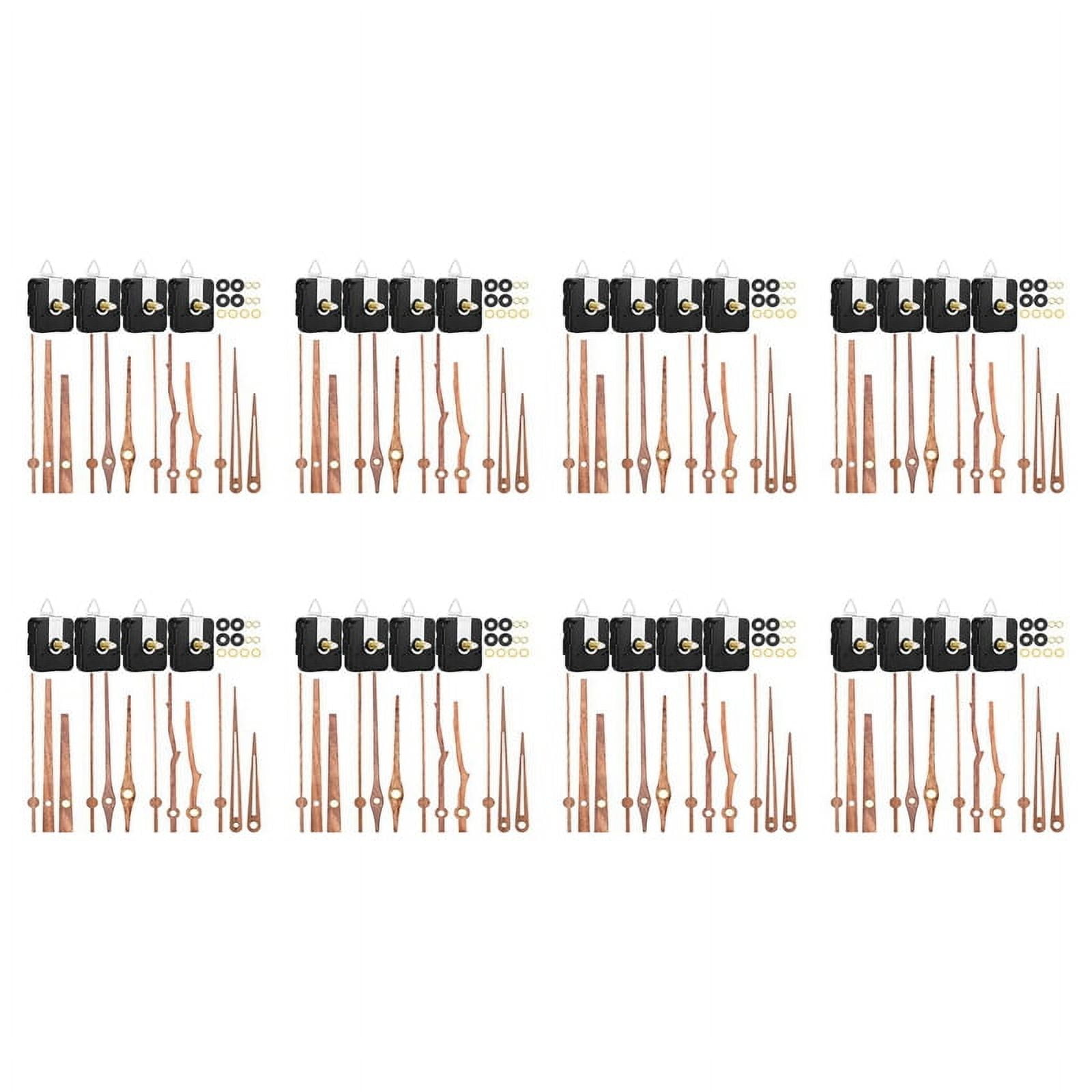32 Pcs Quartz Clock Movement Mechanism Parts with 4 Types of Walnut Wood Clock Hands Clock Accessories for Clock Repair