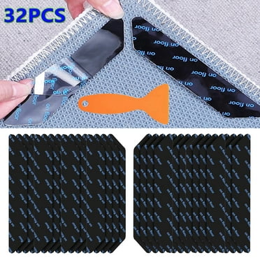 32 Pcs Rug Tape, DXIMRX Rug Gripper, Washable and Reusable Durable Carpet Tape for Area Rugs to Prevent Sliding