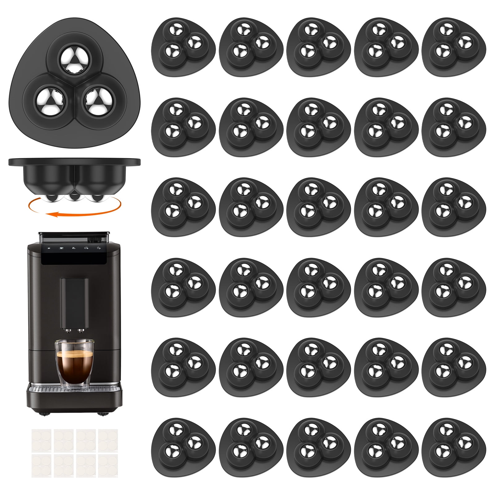 32 Pcs Self Adhesive Caster Wheels 360 Degree Swivel Small Furniture Rollers for Coffee Machine Air Fryer Microwave Appliances