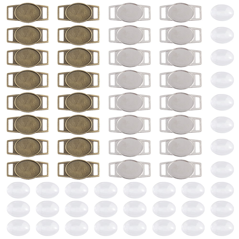 32 Pcs Shoelace Buckle Charm Oval Shoe Lace Tags Blank Shoelace Decoration Buckle Charms Shoe Lace Buckle Commemorative Photo Shoe Label Shoe Decoration Accessories with 32 Pcs Glass Patch making