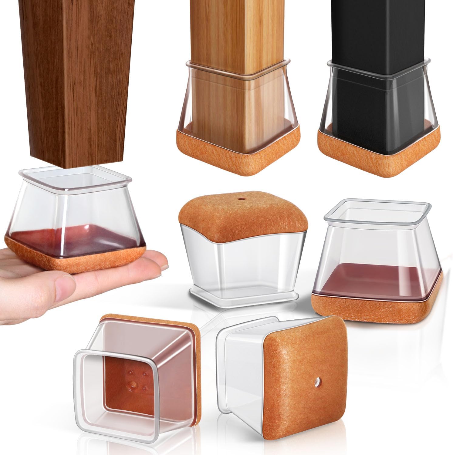 GorillaFelt Swivel Glide Felt Floor Protectors (16 Pack) Screw On Felt