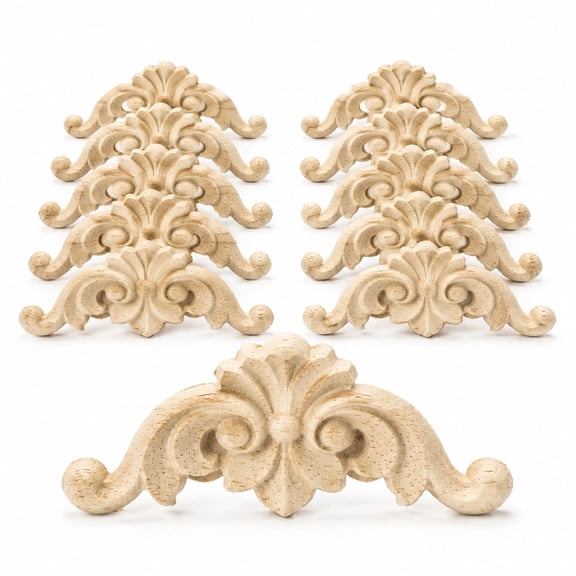 32 Pcs Unpainted Wood Corner Appliques, Vintage European Style Wooden Appliques for Furniture, Decorative Corner Molding for Doors, Walls & Staircase Trim