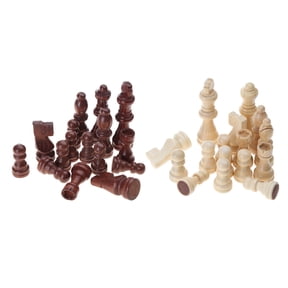 32 Pcs Wooden International Chess Pieces Hand Carved Chess Game Pawns Figurine Pieces Chess Board Accessories Durable