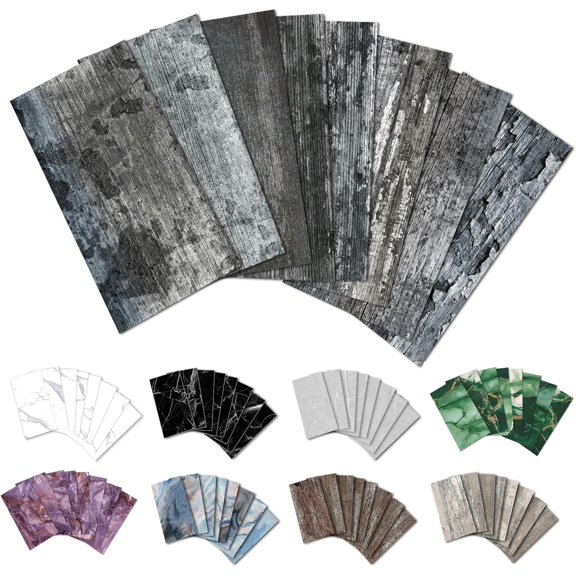 32- Peel and Backsplash Wall Tile, 4"" PVC Distressed Rustic Gray Blue Tiles for Kitchen, Bathroom, Laundry Room, Camper, Fireplace