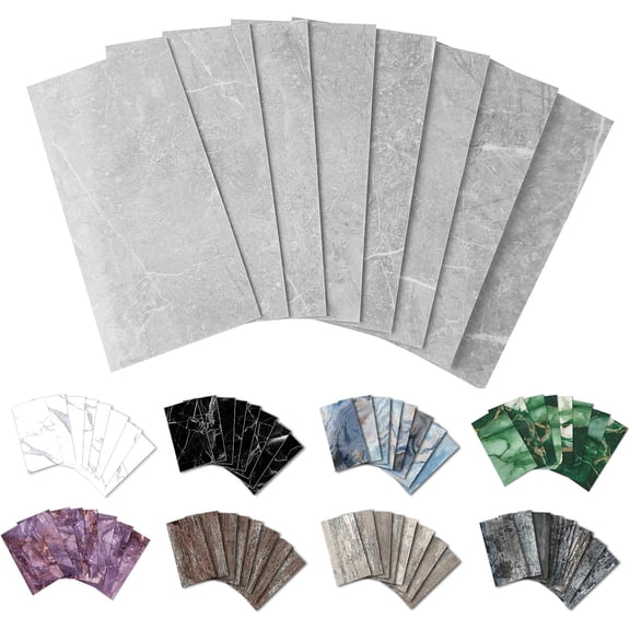32- Peel and  Backsplash Wall Tile, 4"" PVC Glossy Gray Marble   Subway Tiles for Kitchen, Bathroom, Laundry Room, Camper, Fireplace