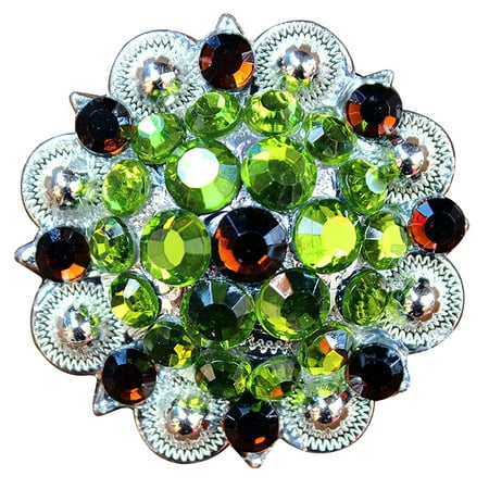 32 Perstop Green Brown Crystals Berry Concho Rhinestone Headstall Saddle