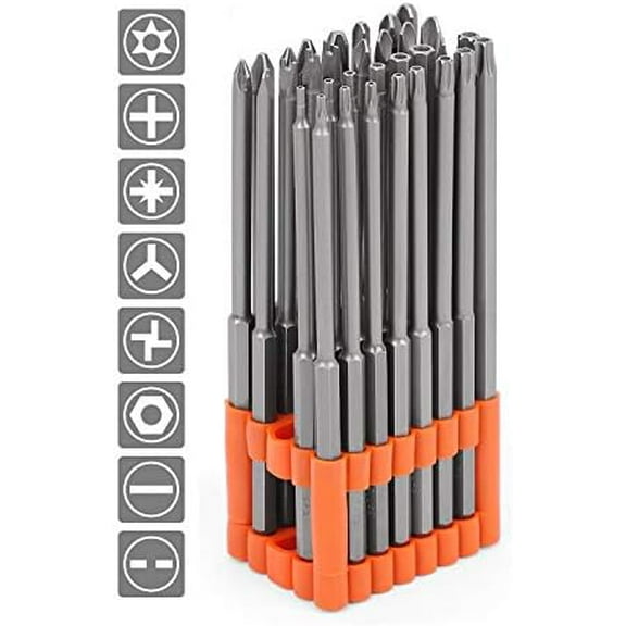 32-Piece 1/4" Shan Extra Long Security Power Bit Set, 6" Long Tamper Proof Security Bits, S2 Steel.$$Tools & Hardware Other