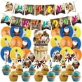 thumbnail image 1 of 32-Piece For The Bad Guys Cartoon-Themed Party Decoration Set – Includes Banner, Cake Topper, 12 Cupcake Toppers, and 18 Balloons for Festive Celebrations, 1 of 4