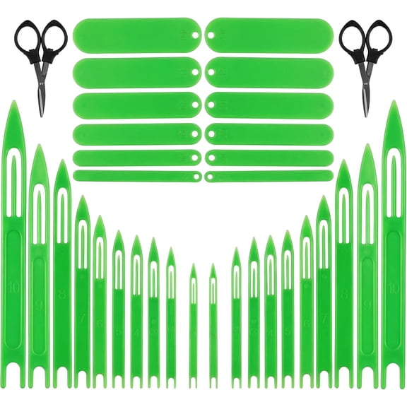 32-Piece Fishing Net Needle Kit  2026 New Netting Shuttle Set  16 Sizes ( # 1-10 Netting + # 1.5-4 Weaving)  For Cast Net, Soccer Net, Sports Net Repair & Making  Green  Plastic