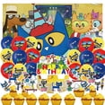 thumbnail image 1 of 32-Piece For Pete Cat Cartoon-Themed Birthday Party Decorations Set – Includes Backdrop, Cake Topper, 12 Cupcake Toppers, and 18 Balloons, 1 of 5