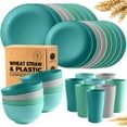 32Piece Kitchen Plastic Wheat Straw Dinnerware Set, Service for 8