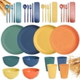 thumbnail image 1 of Wheat Straw Dinnerware Set for 4, Unbreakable Plates & Bowls, Lightweight, BPA-Free, Microwave & Dishwasher Safe, 32-Piece Set for Home & Outdoor, 1 of 8