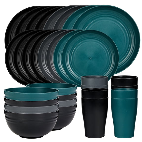 32-Piece Wheat Straw Dinnerware Set for 8, Microwave and Dishwasher Safe