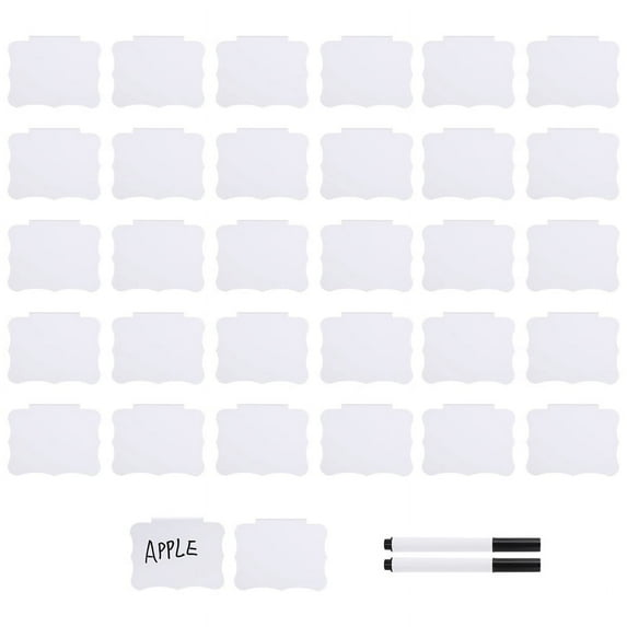 32 Pieces Basket Labels Clips and Pens Set, Includes Kitchen Clip Label Holder 2 Chalk (White)