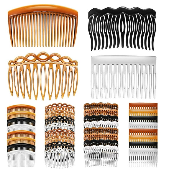 32 Pieces French Hair Side Combs Set Plastic Twist Comb with Hair Clip Combs Accessories Bridal Wedding Veil Comb for Girls Women (15/17/17/23)