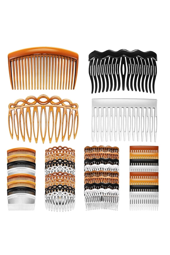 32 Pieces French Hair Side Combs Set Plastic Twist Comb with Hair Clip Combs Accessories Bridal Wedding Veil Comb for Girls Women (15/17/17/23)
