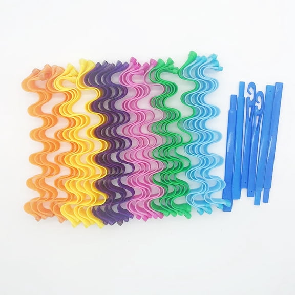32 Pieces Heatless Waves Hair Curler, No Heat Damage Wavy Hair Curlers with 2 Sets of Styling Hooks, Heatless Curls for Women Girls Long Medium Short Hair (4 Colors,45cm/ 17.7")