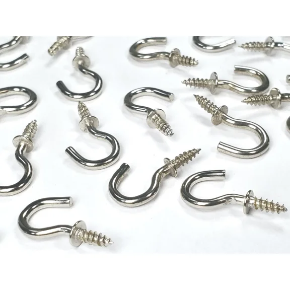 32 Pieces - Mini Cup Hook Bright Nickel-Plated Small 1/4" Utility Hook, Crafts