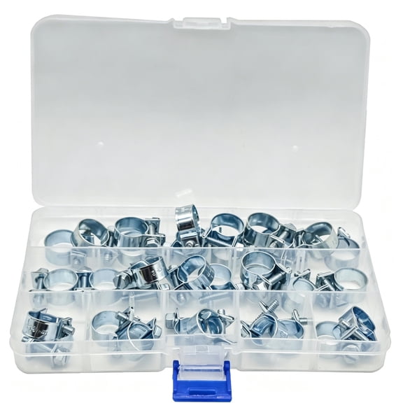 32 Pieces Mini Steel Hose Clamps - Galvanized Dual-Eared Adjustable Clamps for 11-16 mm Fuel Pipe Soft Clamps