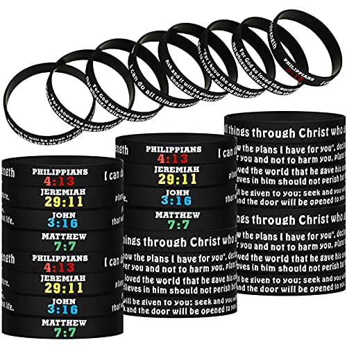 32 Pieces Religious Bracelets Rubber Christian Scripture Bracelets