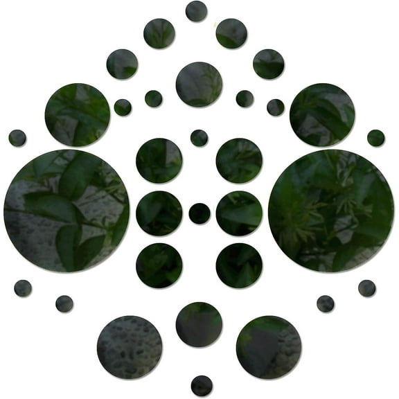32 Pieces Round Acrylic Mirror Wall Stickers Circle Mirrors Wall Decals Self Adhesive Circle for Home Living Room Bedroom Decoration Black DIY