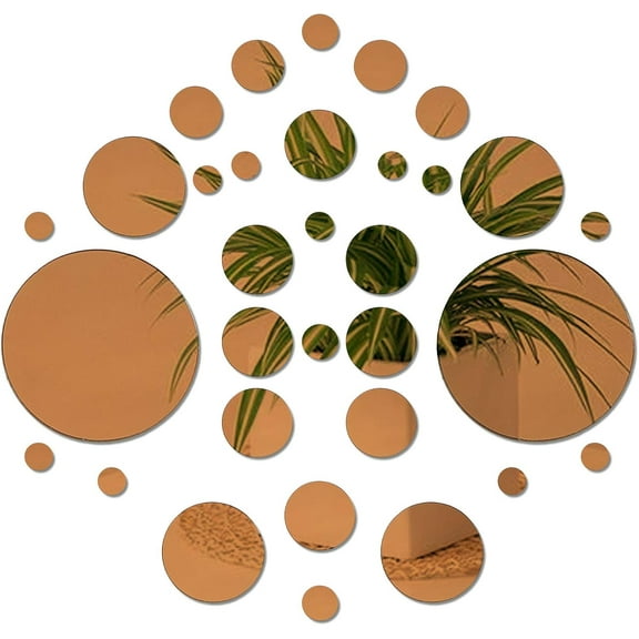 32 Pieces Round Acrylic Mirror Wall Stickers Circle Mirrors Wall Decals Self Adhesive Circle