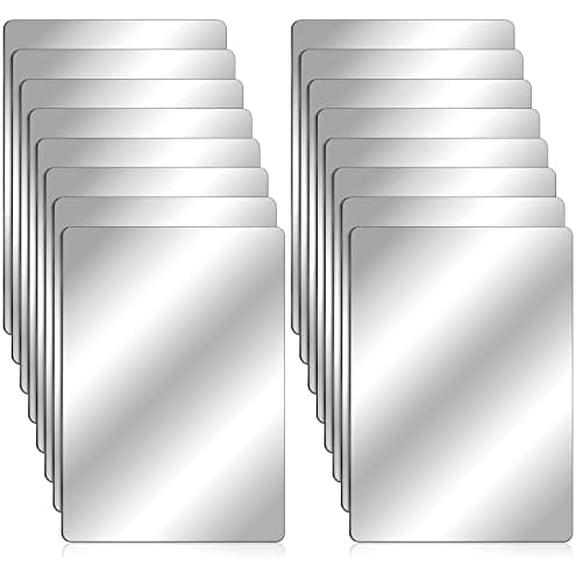 32 Pieces Shatter Proof Plastic Mirror Craft 4 x 6 Inch Small Mirror Tiles Bulk with Soft Round Corners Double Sided Protective Film Reflector Sheets Art Craft Supply for Bathroom Home Decor