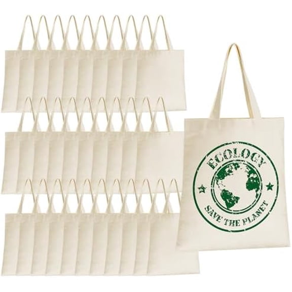 32 Pieces Sublimation Polyester Tote Bags Blanks Bulk 9.8 x 11.8 Inch Reusable Canvas Printable Grocery Bags for Holiday DIY Customization Crafting Gift$$Home Decor, Kitchen, & Other