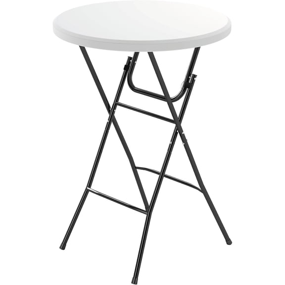 32 in Plastic Folding Round Table Bar Height, HDPE Matrial and 350LB Weight Capacity,High Top Table for Outdoor Party, Cafes,Backyard,Dining Room,Wedding Event,1 Pack, White