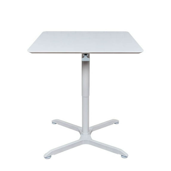 32" Pneumatic Height Adjustable Square Cafe Table - White
