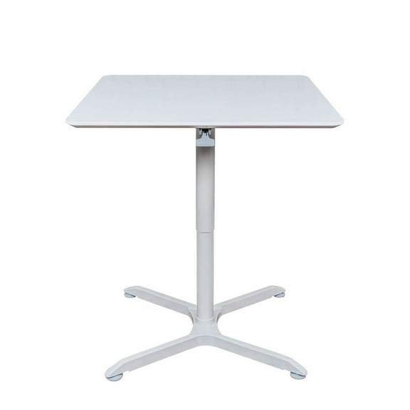 32" Pneumatic Height Adjustable Square Cafe Table - White
