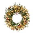thumbnail image 1 of 32" Pre-lit Glittery PE/PVC Wreath 320 Tips Pine Cones Berries 70 UL Clear Incandescent Lights, 1 of 2