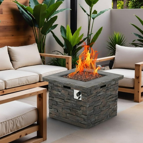 35" Propane Gas Fire Pit Table, 50000 BTU Square Steel Fire Pit for Outside Patio Deck Garden Courtyard