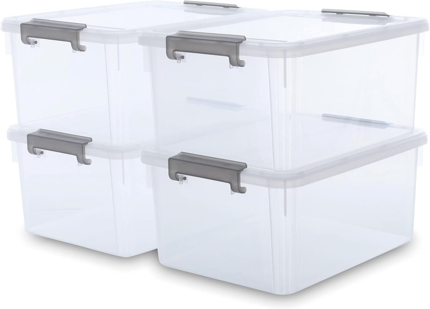 32 QT Plastic Storage Bins with Latching Lids Stackable Storage