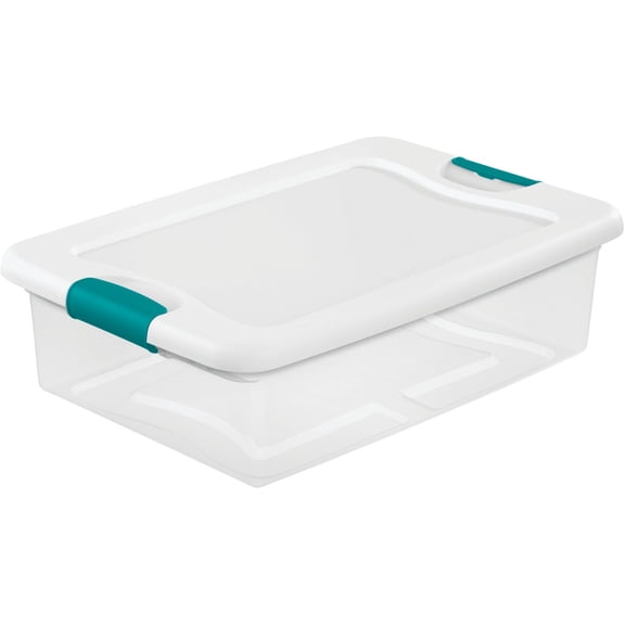 6-pack Na Na 32 Qt Stackable Storage Box With Latch Lid - Plastic, Clear, White - 6 Pack  Home & Garage Storage, Stackable Design