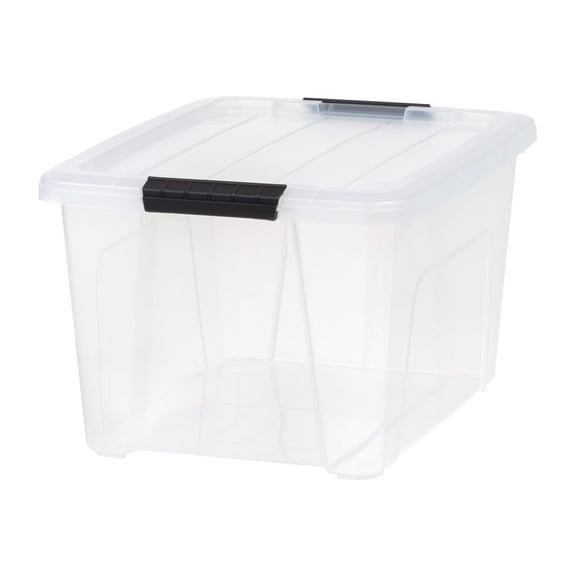 32 Qt Plastic Storage Bins with Lids - Stackable Storage Containers Tote - Durable Clear Plastic Bins for Organizing Home, Garage, Closet - Office, Toys, Seasonal Clothes