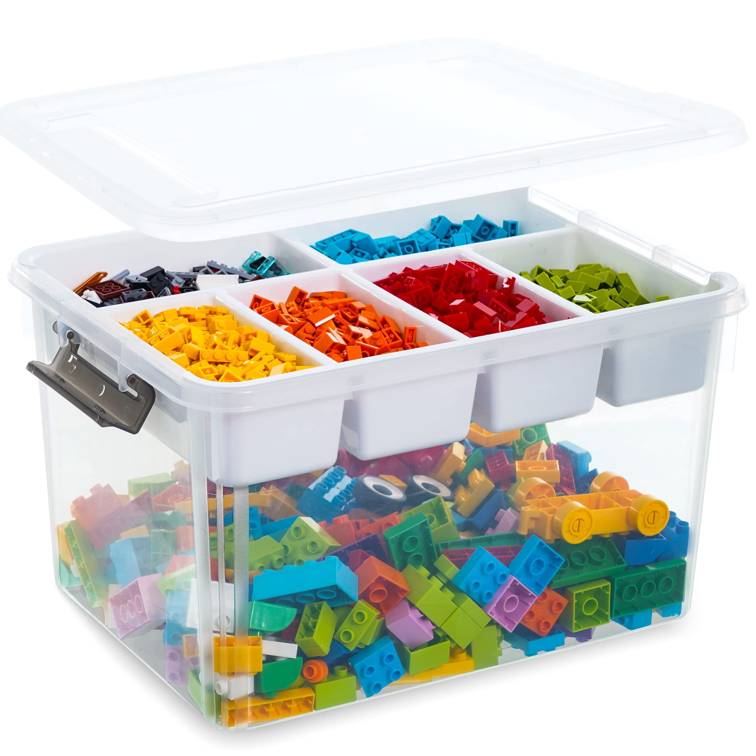 32 Qt Plastic Storage Box With Removable Tray Craft Organizers And Clear Container For Organizing Bead  Tool Sewing Playdoh