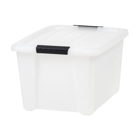 32 Qt Storage Bins with Lids - Stackable Plastic Containers Tote, Clear Organizer for Home, Office, Garage - Durable & Secure Latching
