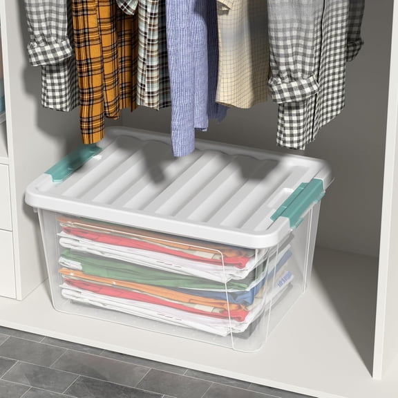 32 Quart Clear Storage Bins with Lids, 6-Pack Stackable Plastic Boxes for Home Organization