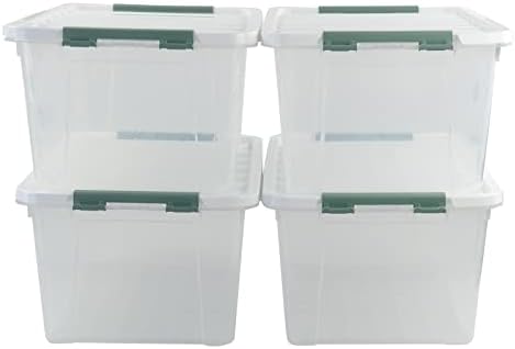 32 Quart Clear Storage Boxes with Lid, 4 Packs, Multipurpose Plastic ...
