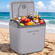 32 Quart Electric Cooler And Warmer With Handle, 30l Portable Thermoelectric Fridge For Vehicles & Trucks, 12 v Car Fridge Cooler Camping Fridge For Travel & Picnics