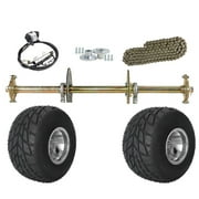 32 Racing Go Kart Rear Axle Kit w/ 5 Wheels 11x7.10-5 Rain Tires,3 Stud Hubs & Brake Assembly for ATV Quad Go Cart Drift Trike Karting Golf Cart