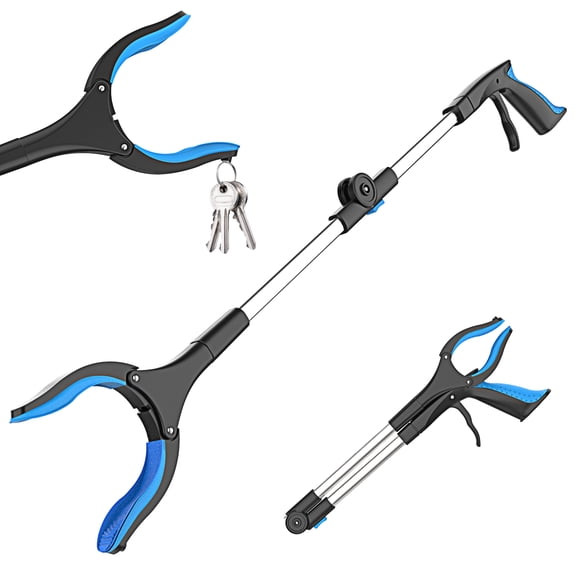 32" Reacher Grabber Tool, Handy Trash Claw Grabber Reaching Assist Pick up Tool Blue