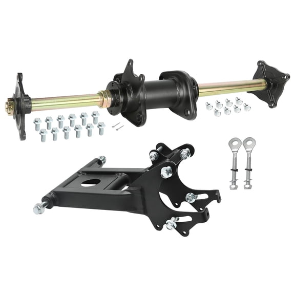 32" Rear Axle Kit with Swingarm Frame Bracket, 4 Stud Wheel Hub Flange for 110cc 125cc 150cc 200cc ATV Quad Go Kart Buggy 4 Wheeler GY6 Rear Axle Complete Assembly Kit for DIY Rebuild & Replacement