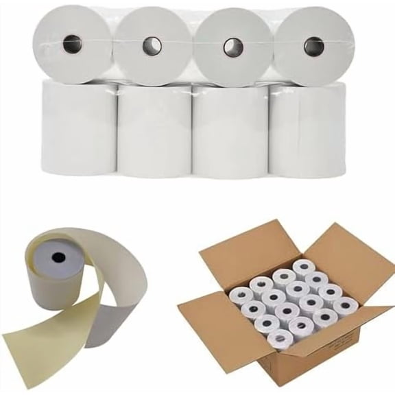 (32 Rolls) 2-Ply Carbonless 3" x 95' White/Yellow Receipt Paper for Restaurants & POS Cash Registers | Compatible with Star Micronics SP700, SP2000, UP389, Omni 480, TMU 220, TMU 250, and More