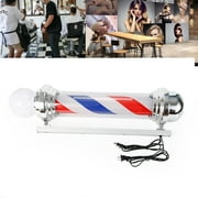 32" Rotating Barber Pole Light with LED, Red White Blue Stripes, Wall Mount Salon Sign for Barber Shop, AC110V, Weatherproof & Energy-Saving