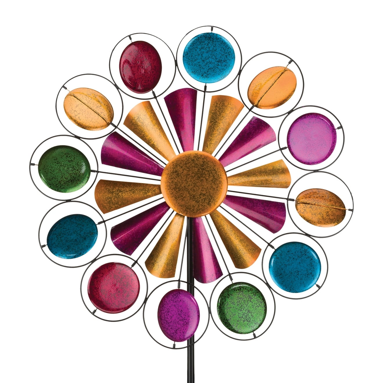 84" Multicolor Aluminum Wind Spinner with Rotating Disks