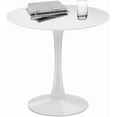 thumbnail image 1 of 32" Round Dining Table, Modern Tulip Table, Round Kitchen Table, Tulip Dining Table for 2-4 Person, Metal Base Pedestal Table, Mid-Century Leisure Table End Table for Small Place, White, 1 of 7
